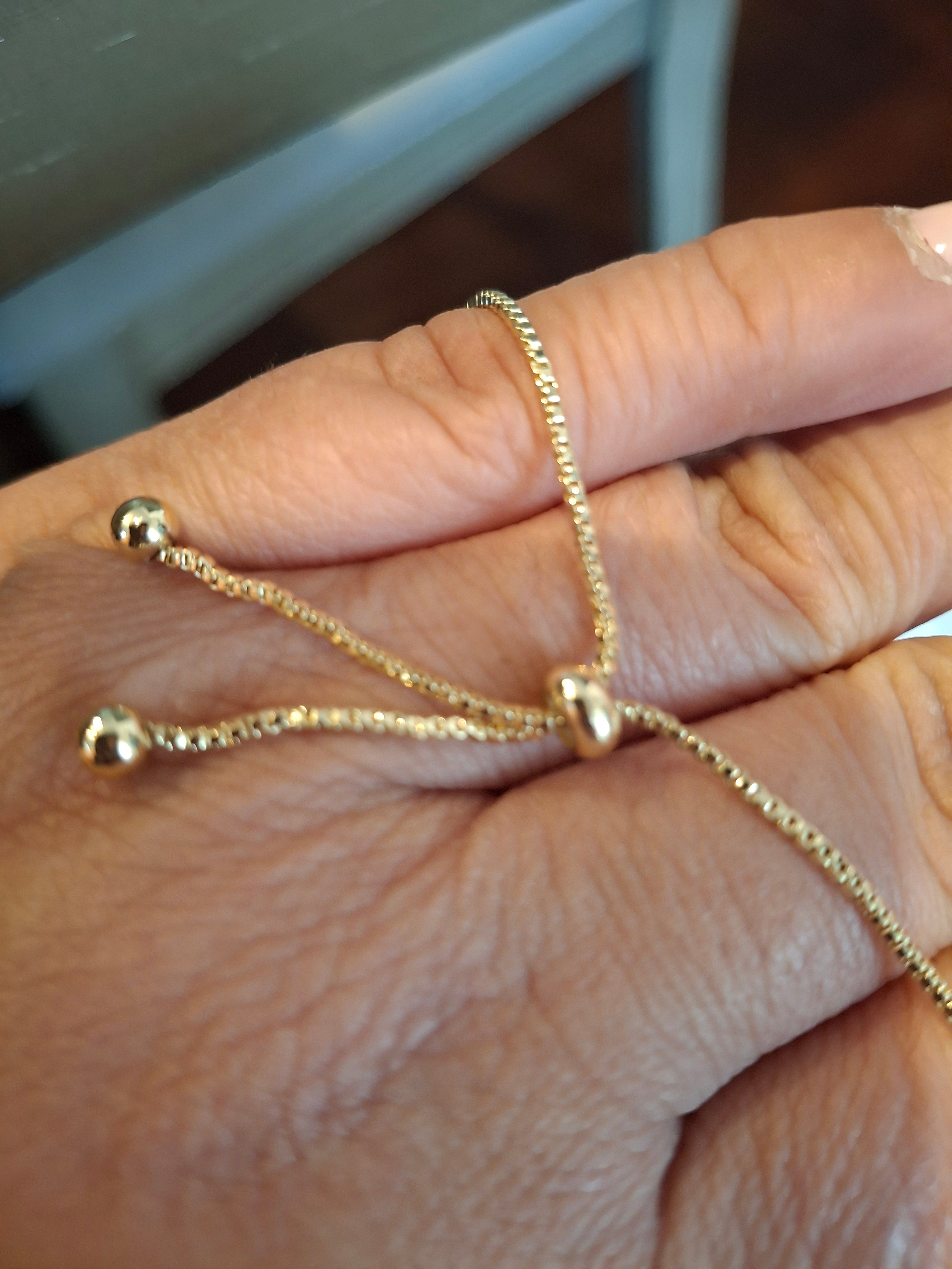 Diamond bean adjustable bracelet