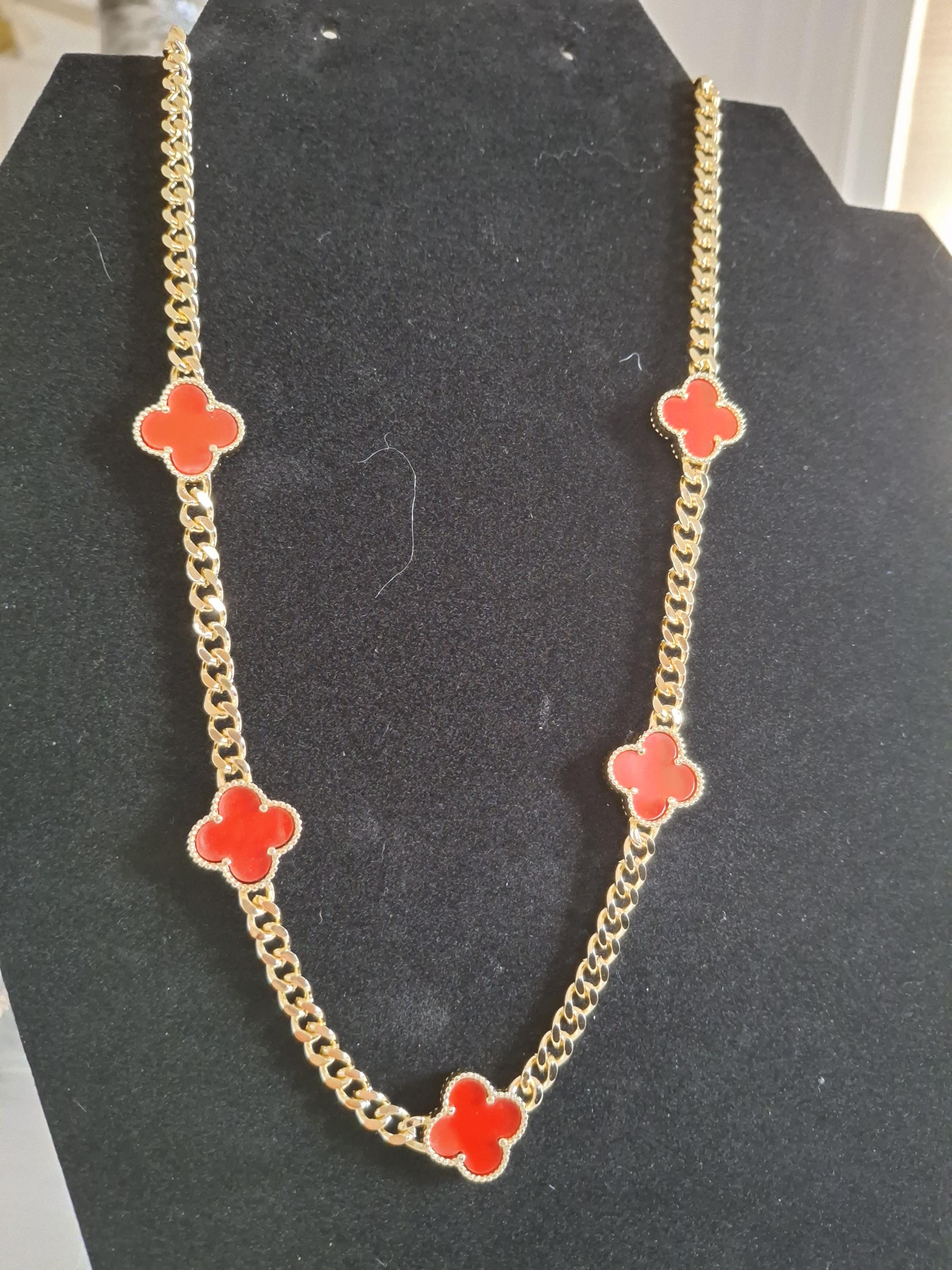 Red flower necklace