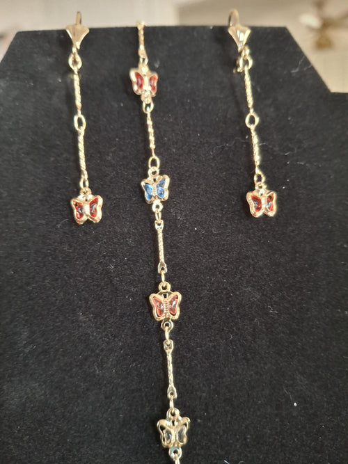 Butterfly jewelry set gold laminated