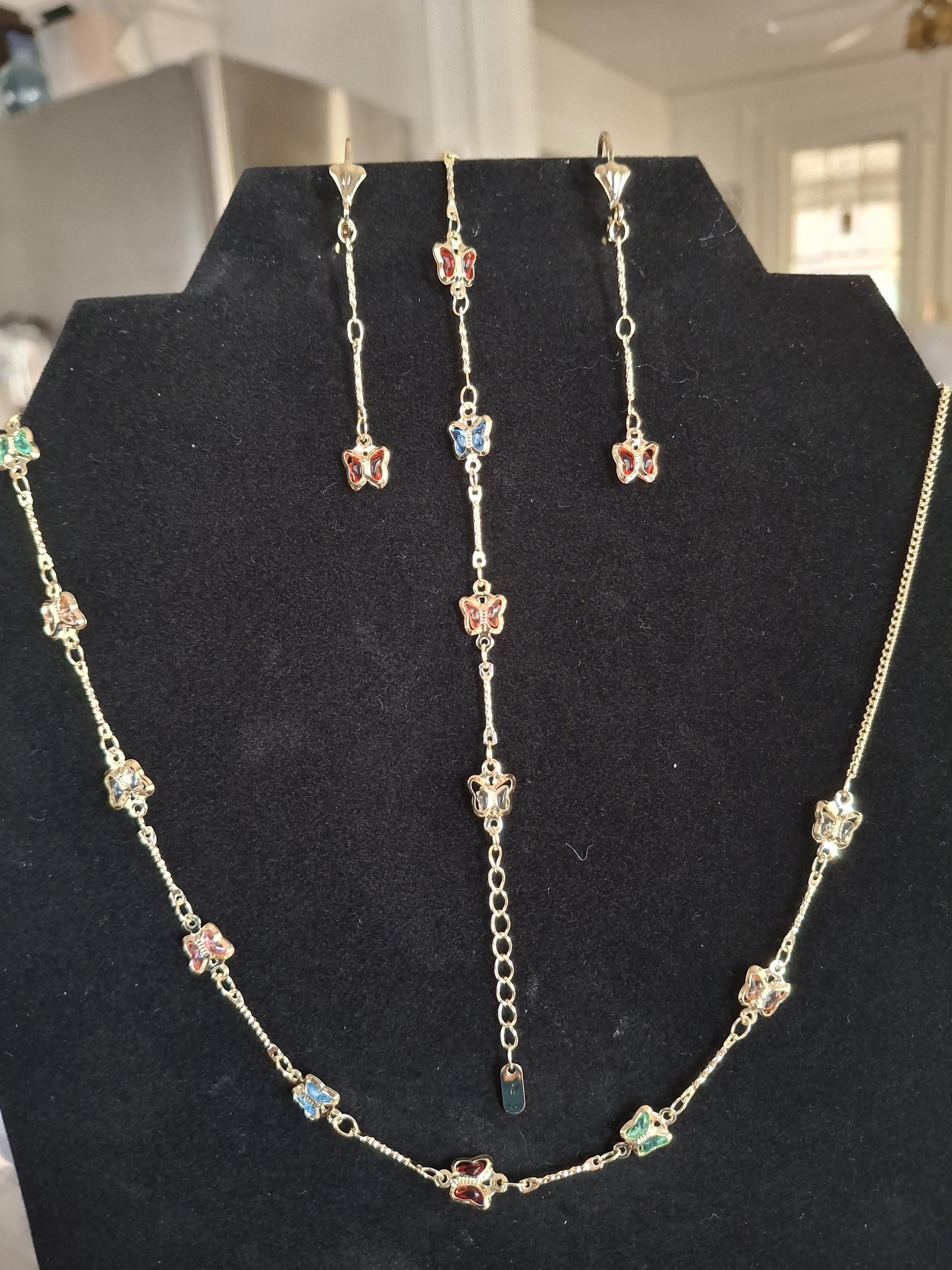 Butterfly jewelry set gold laminated