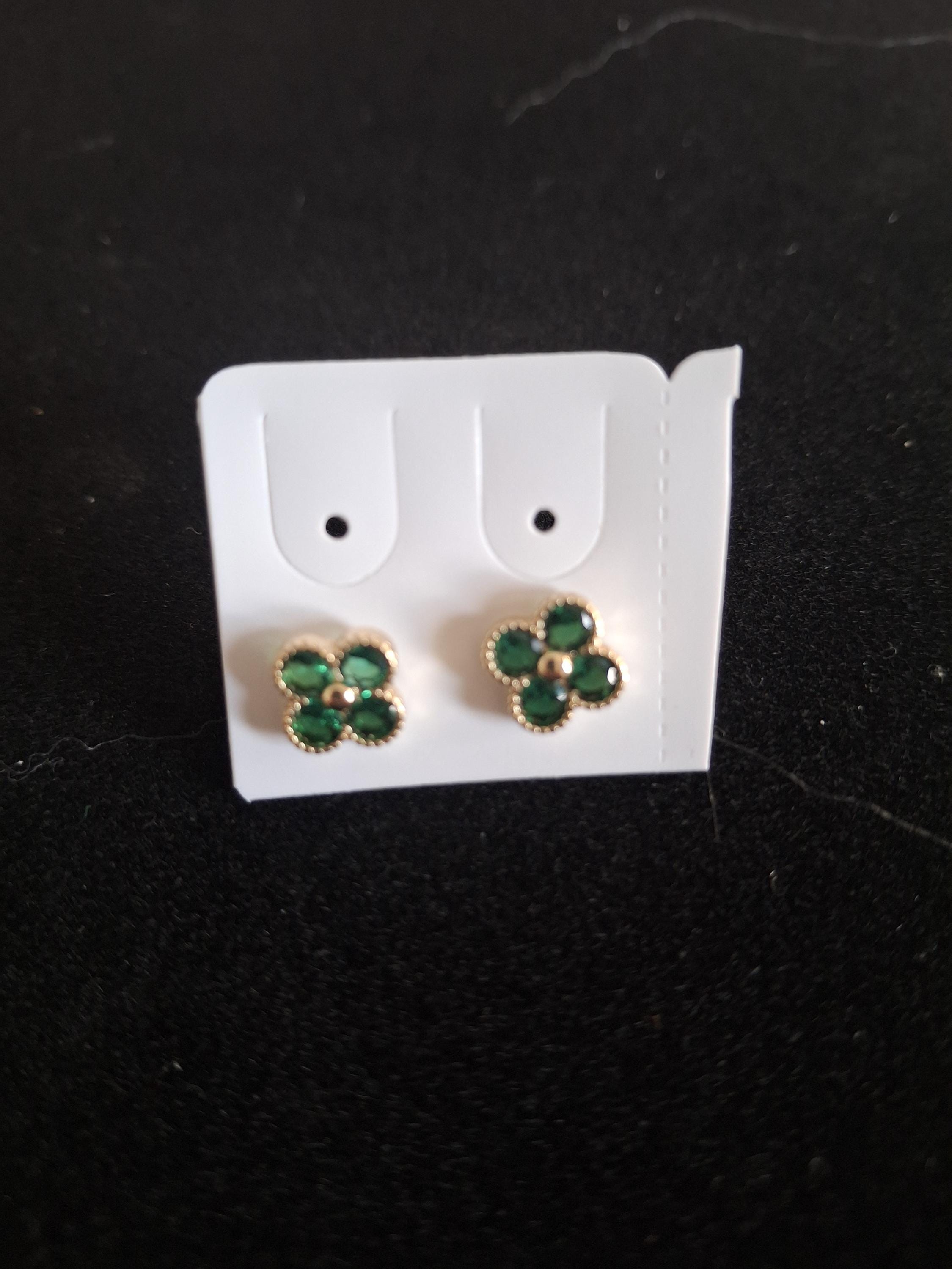 Green flower earrings