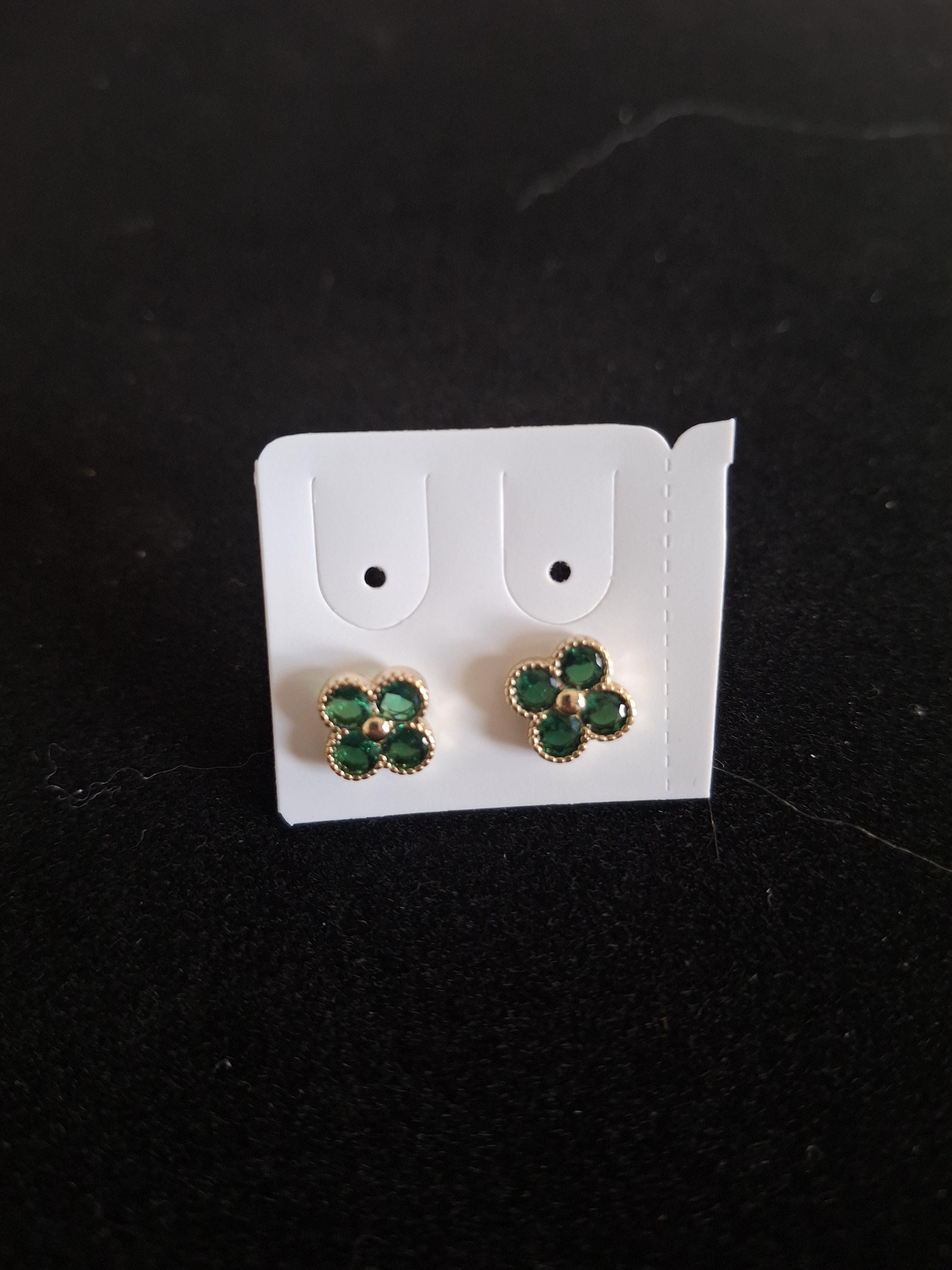 Green flower earrings