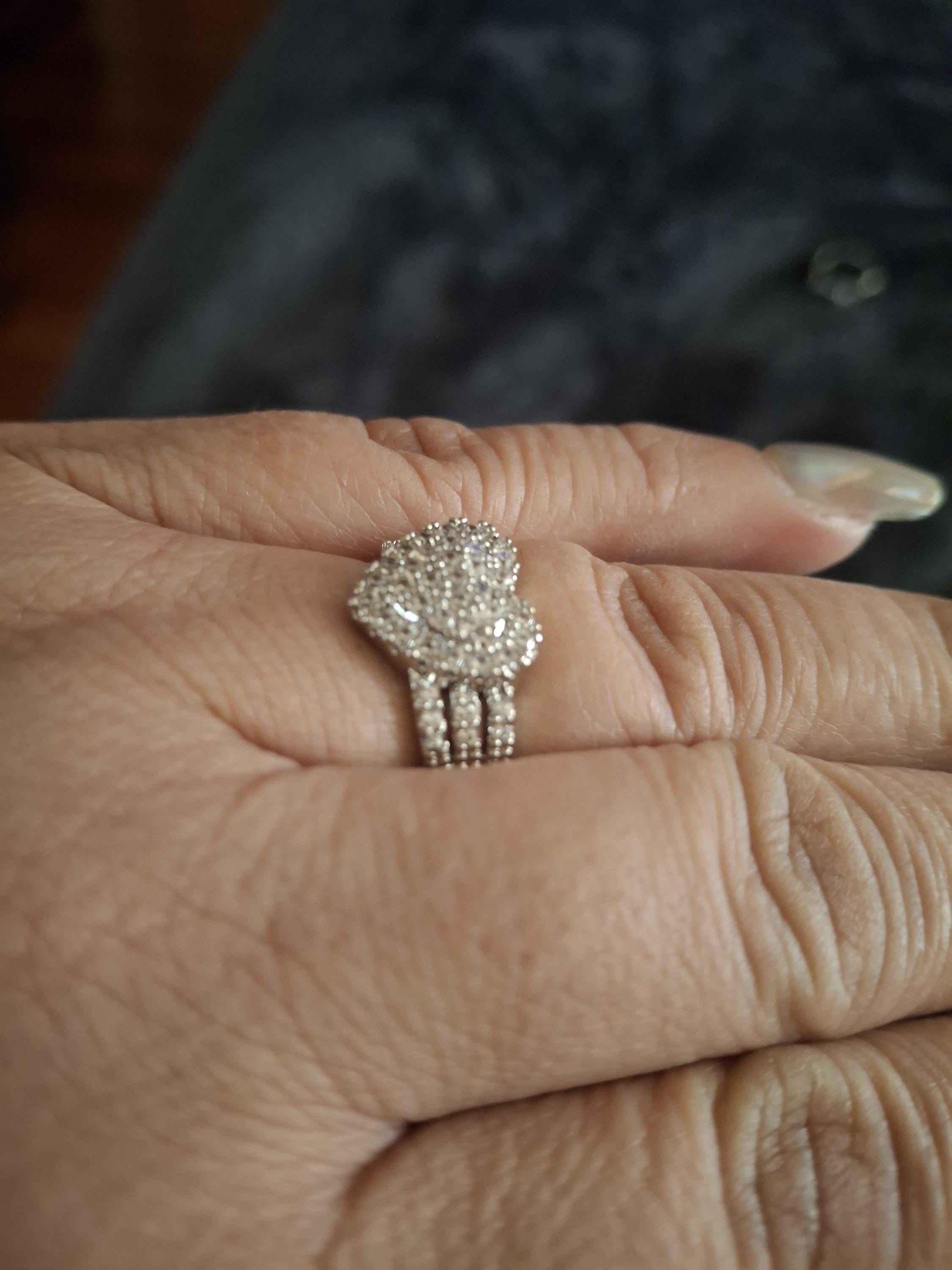 Heart silver diamond rings size 8