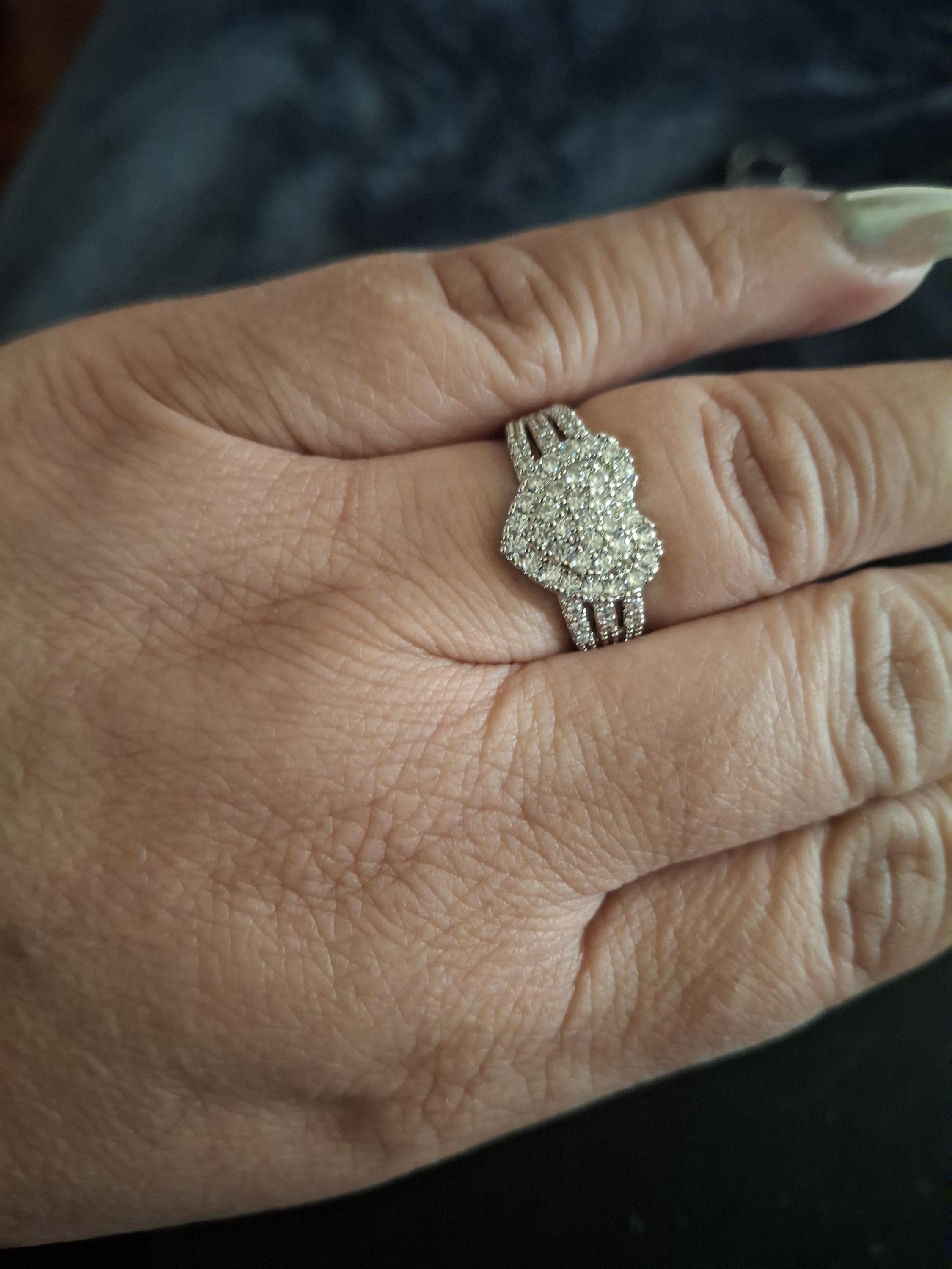 Heart silver diamond rings size 8