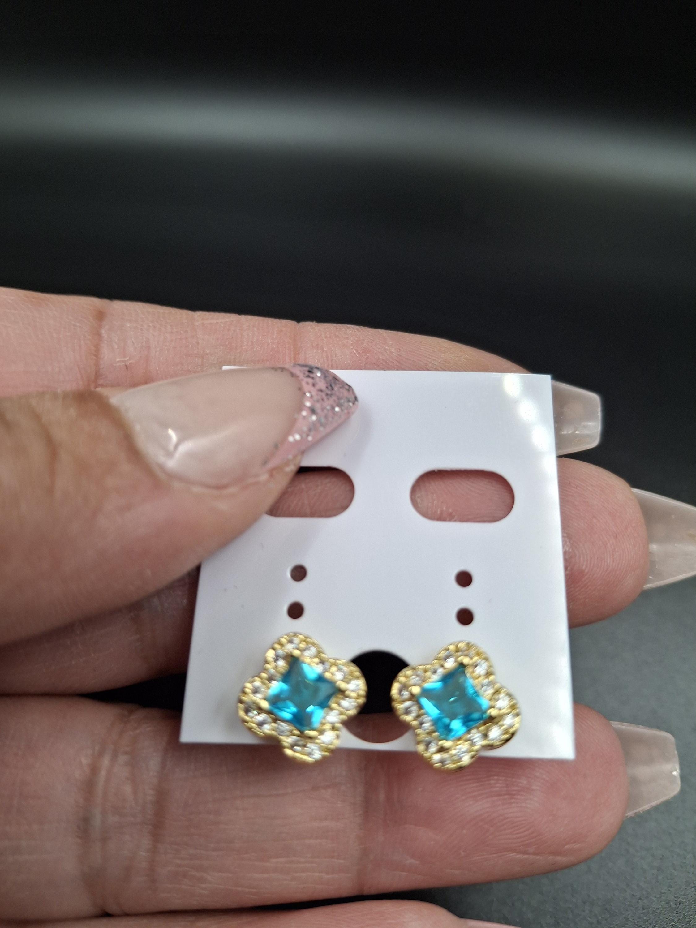 Gold laminated blue flower/ clover