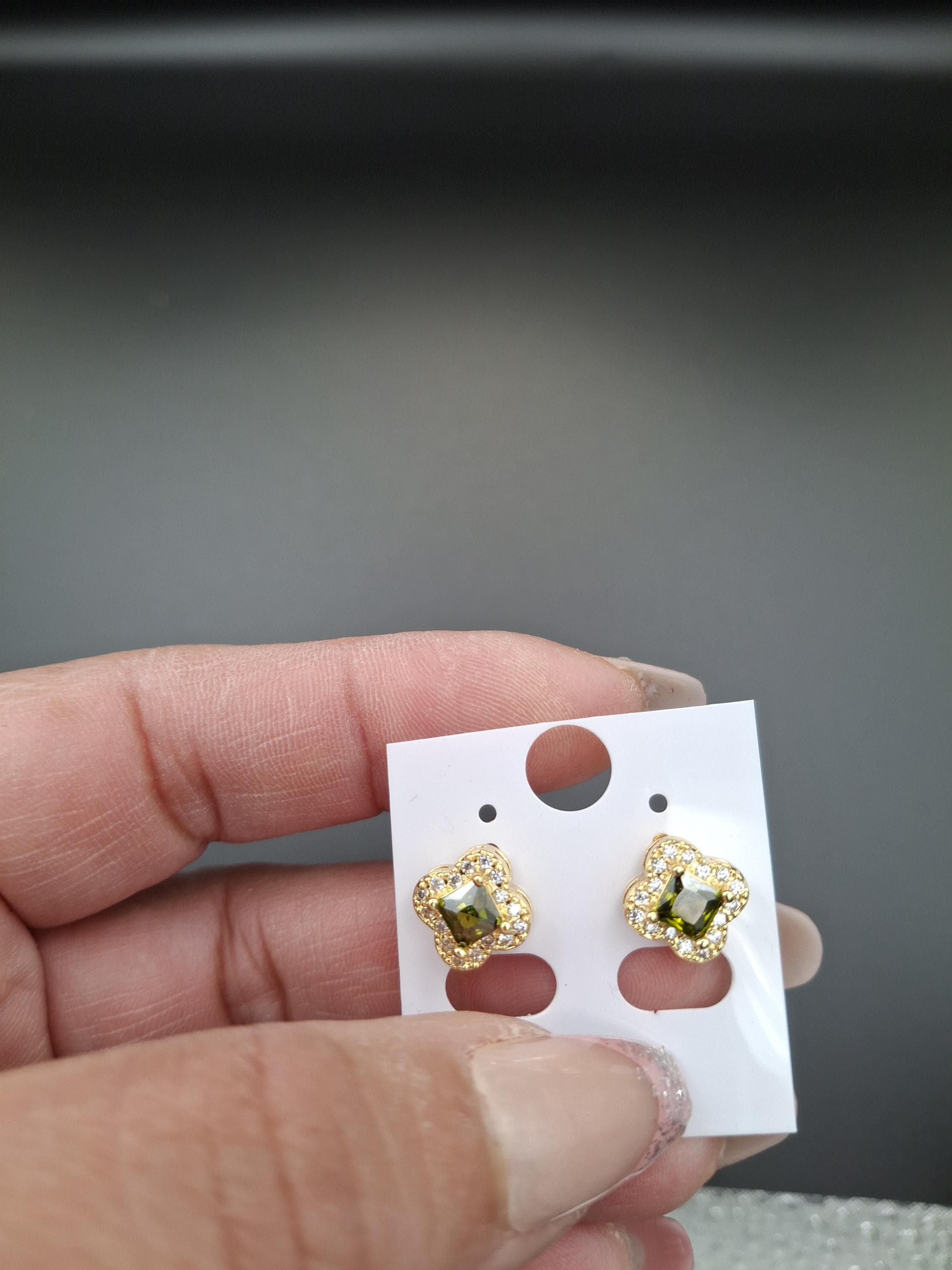 Gold/green earrings - Tita's Jewerly