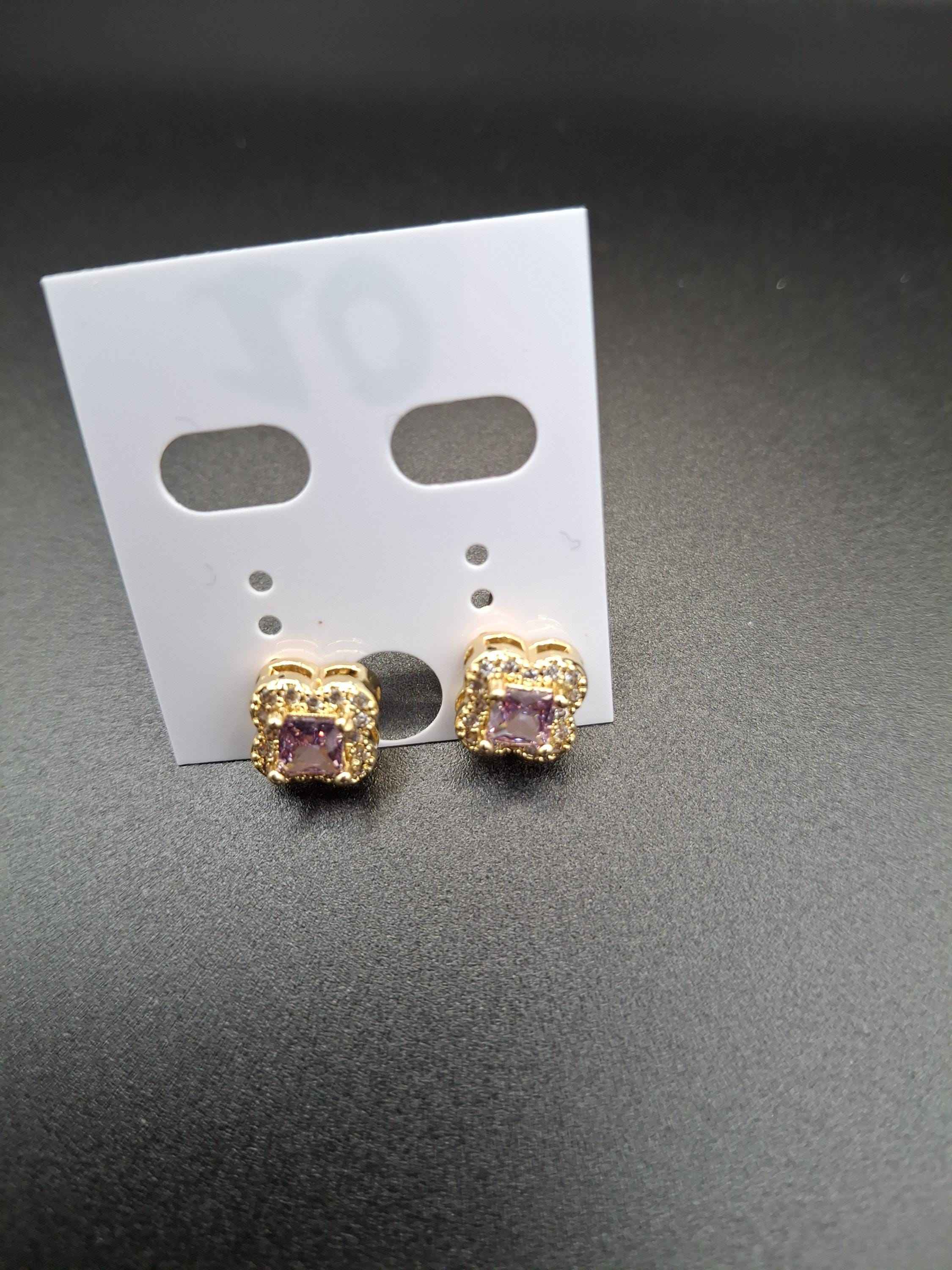 Gold laminated light purple earrings
