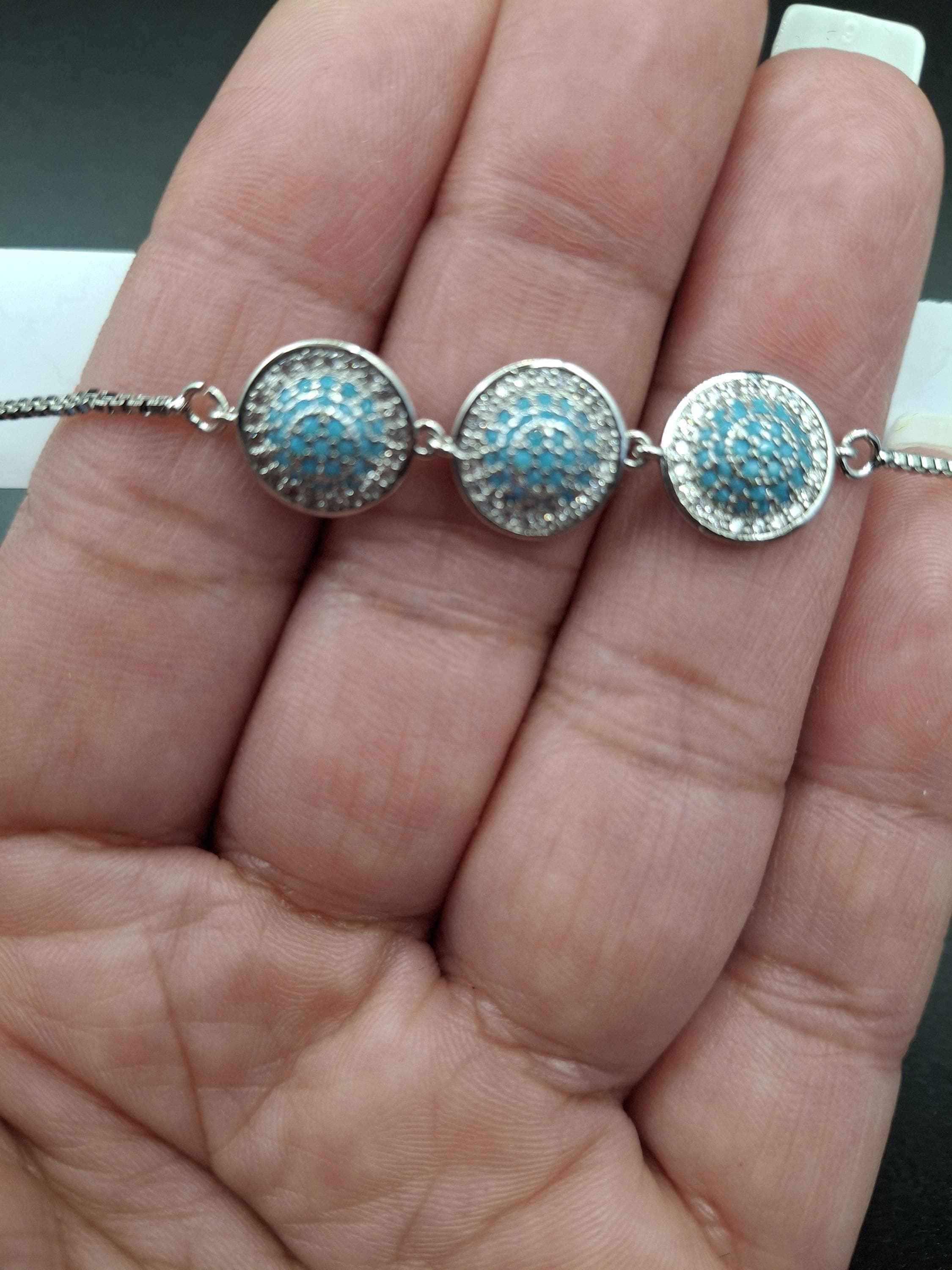 Silver/blue adjustable bracelet