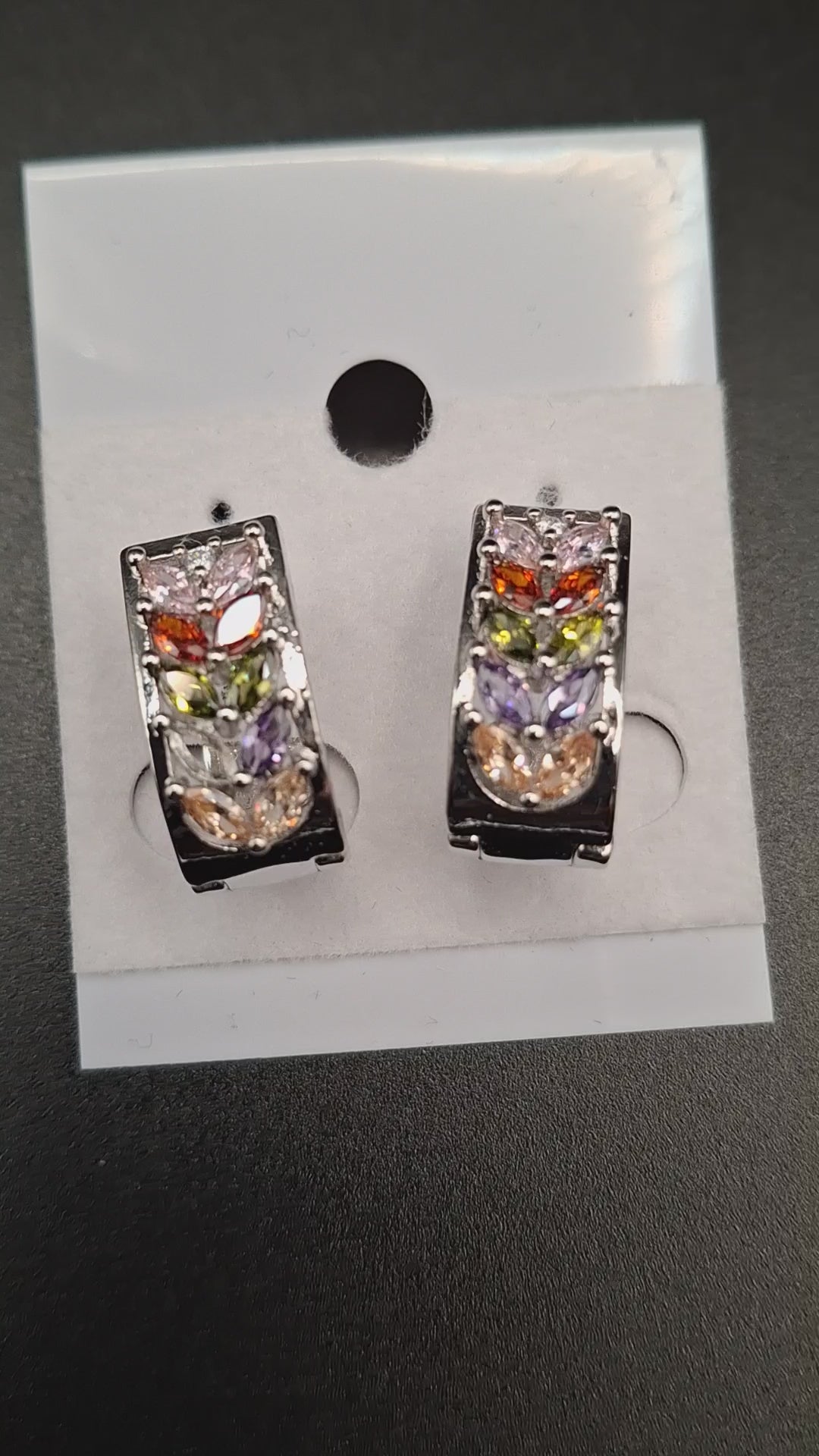 Silver colored stones earrings