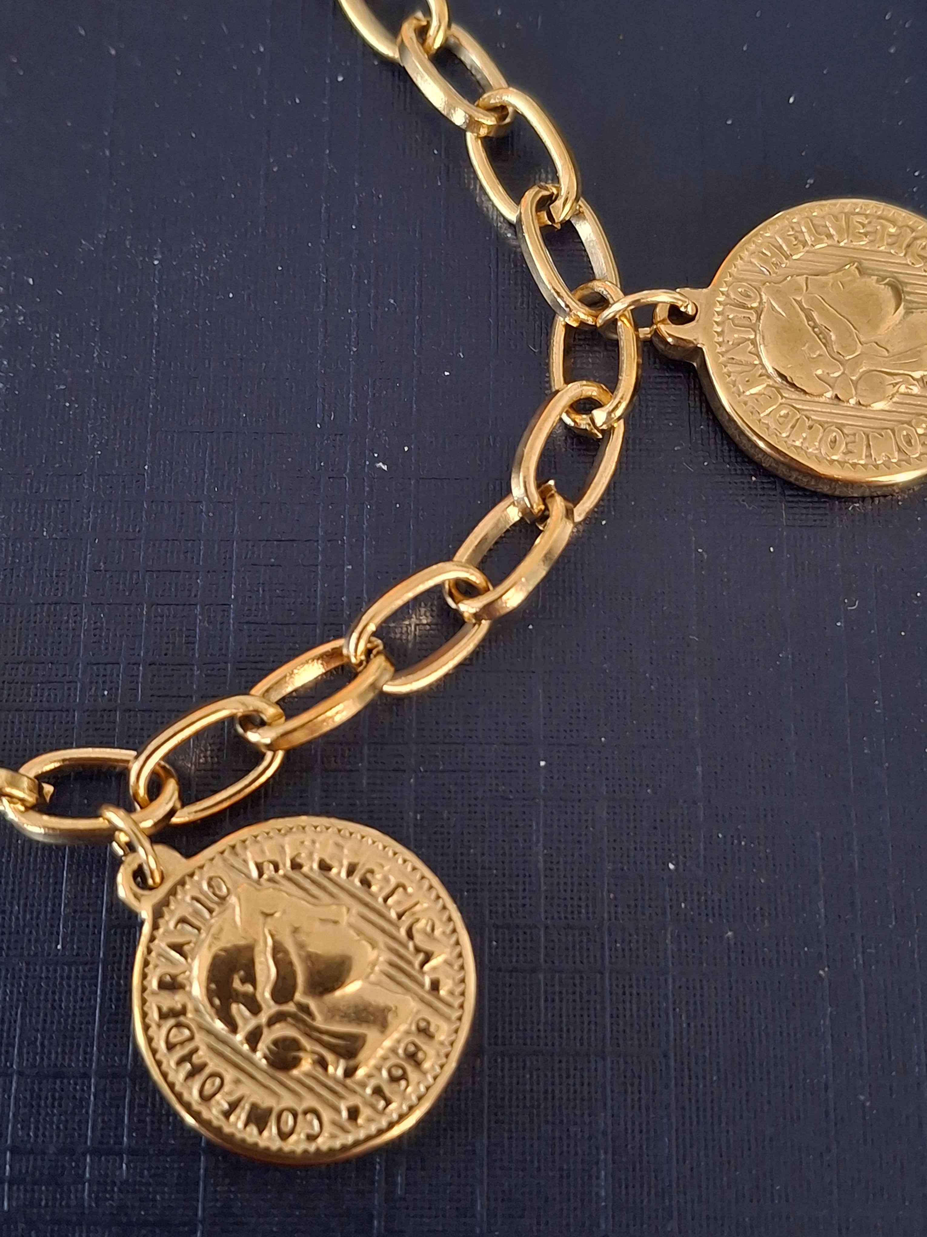 Stainless steel coin bracelet
