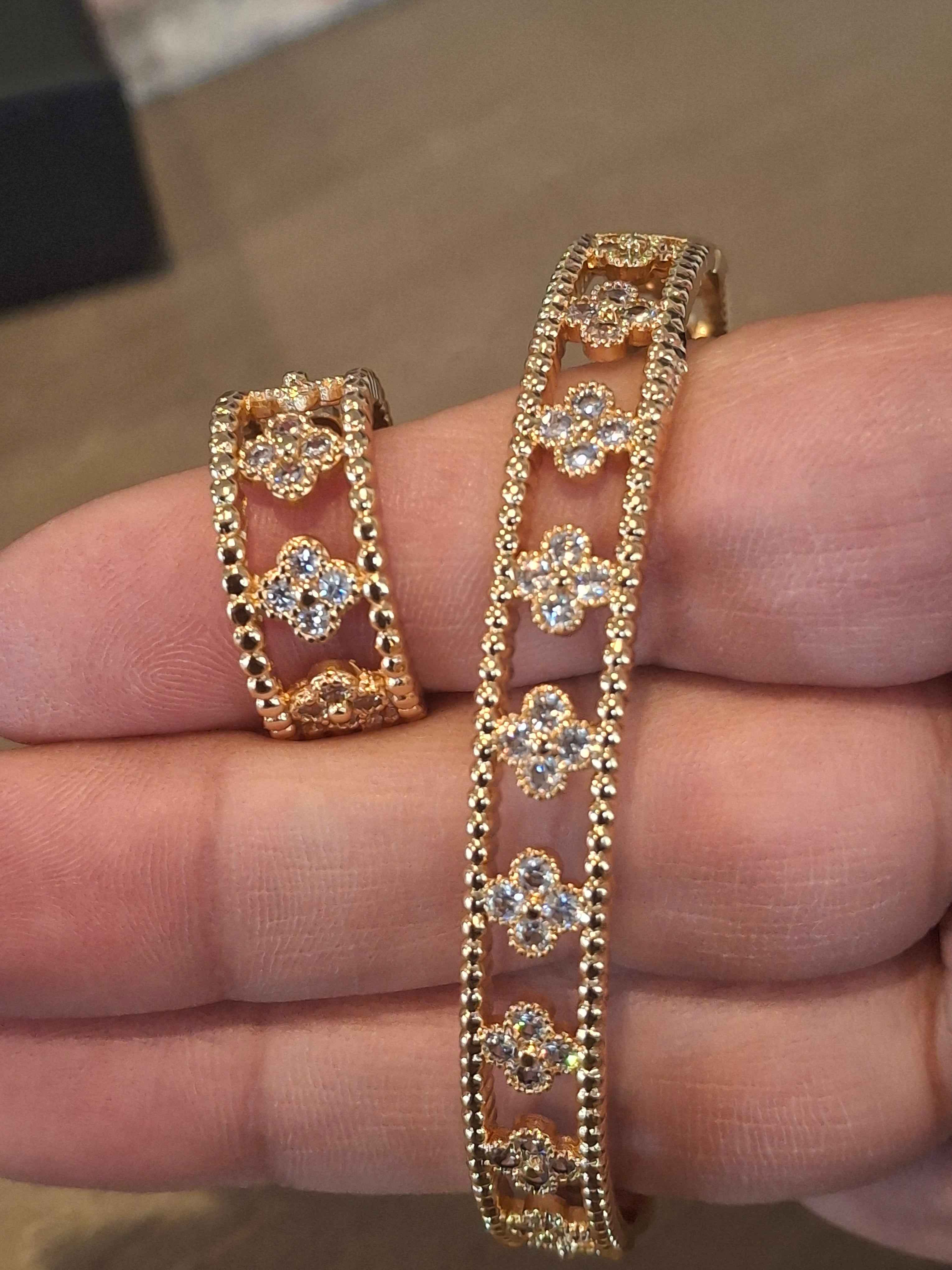 Flower bangle and ring set