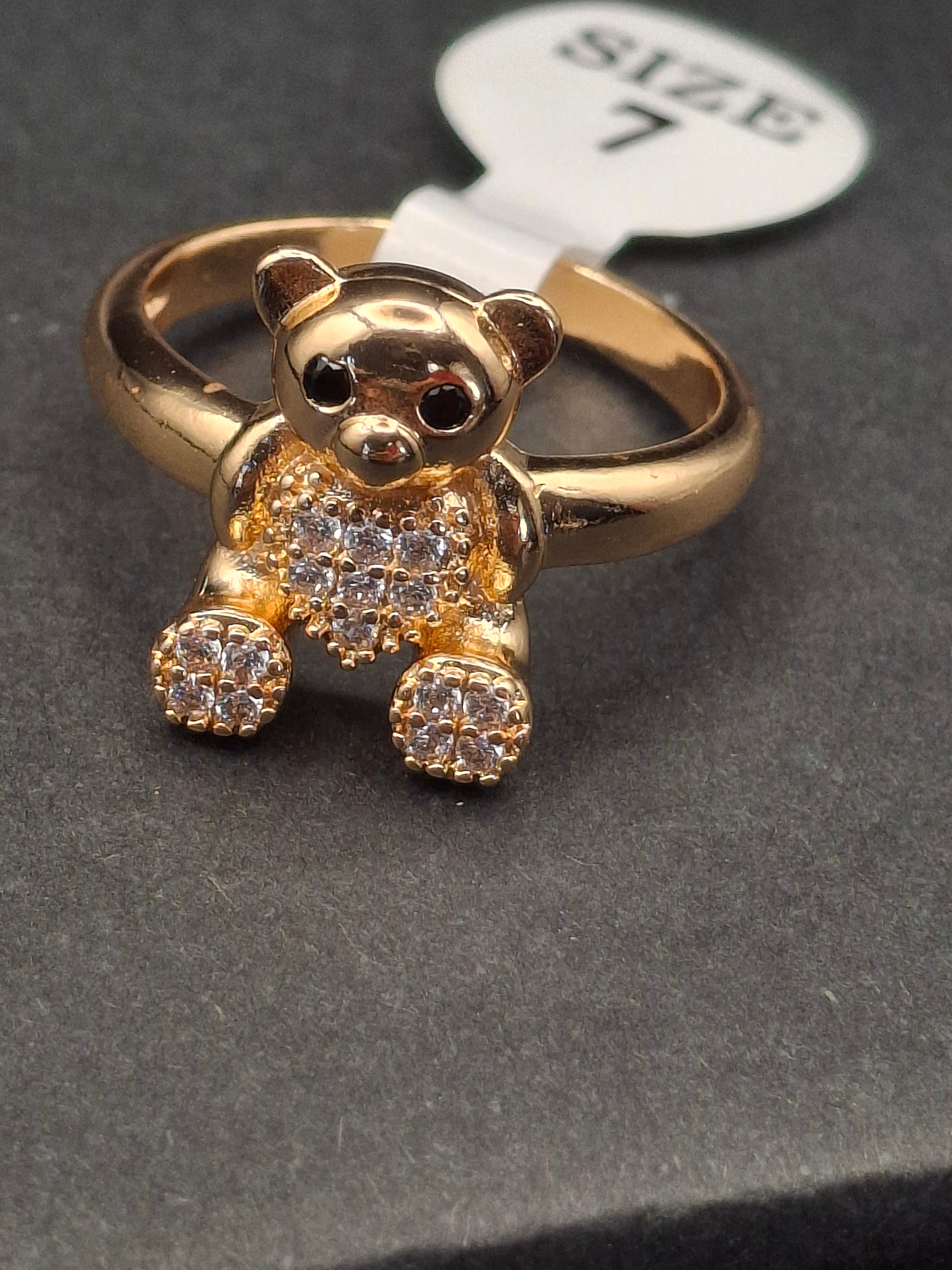 GOLD PLATED BEAR RING