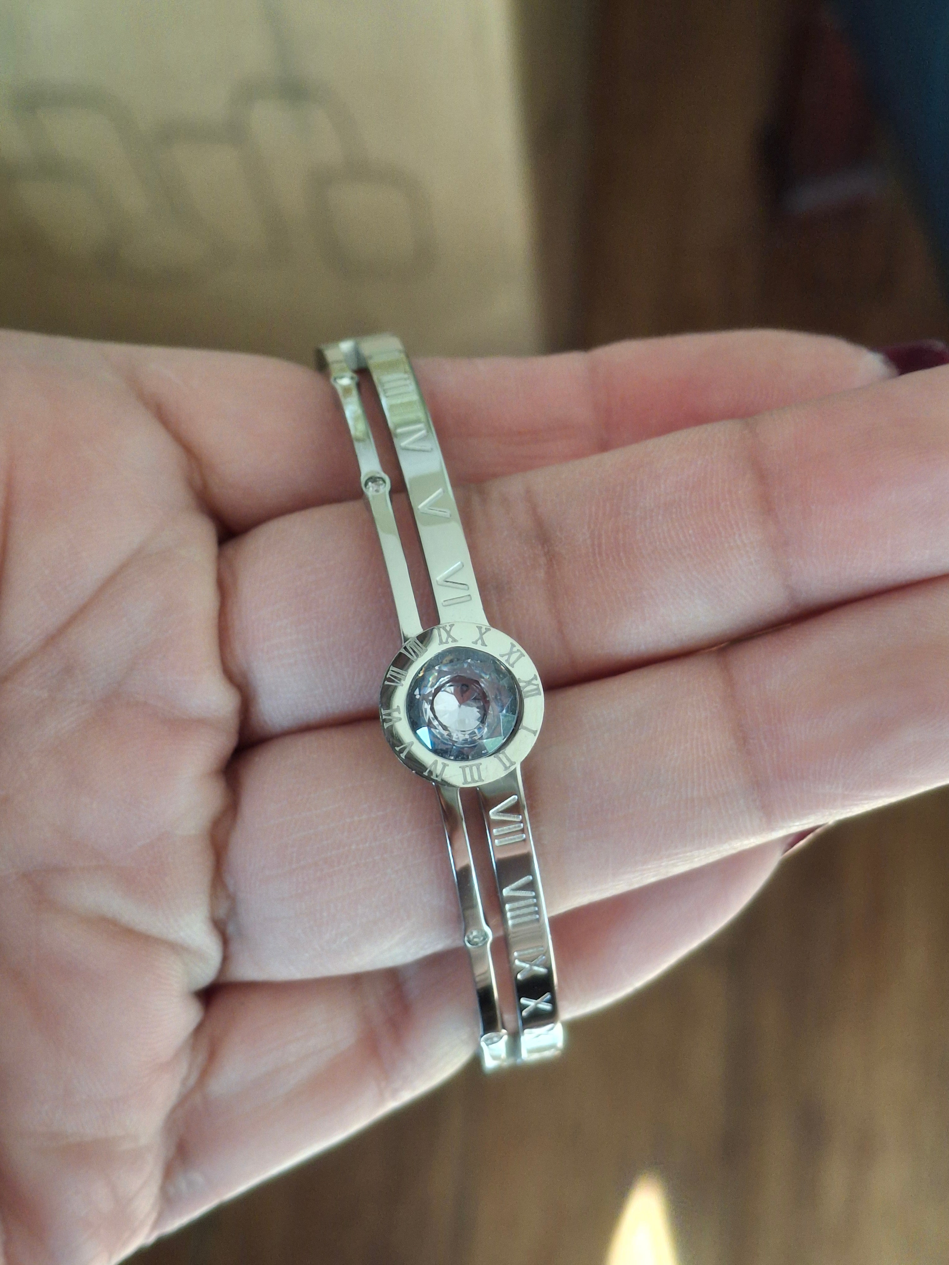 Stainless steel diamond bangle