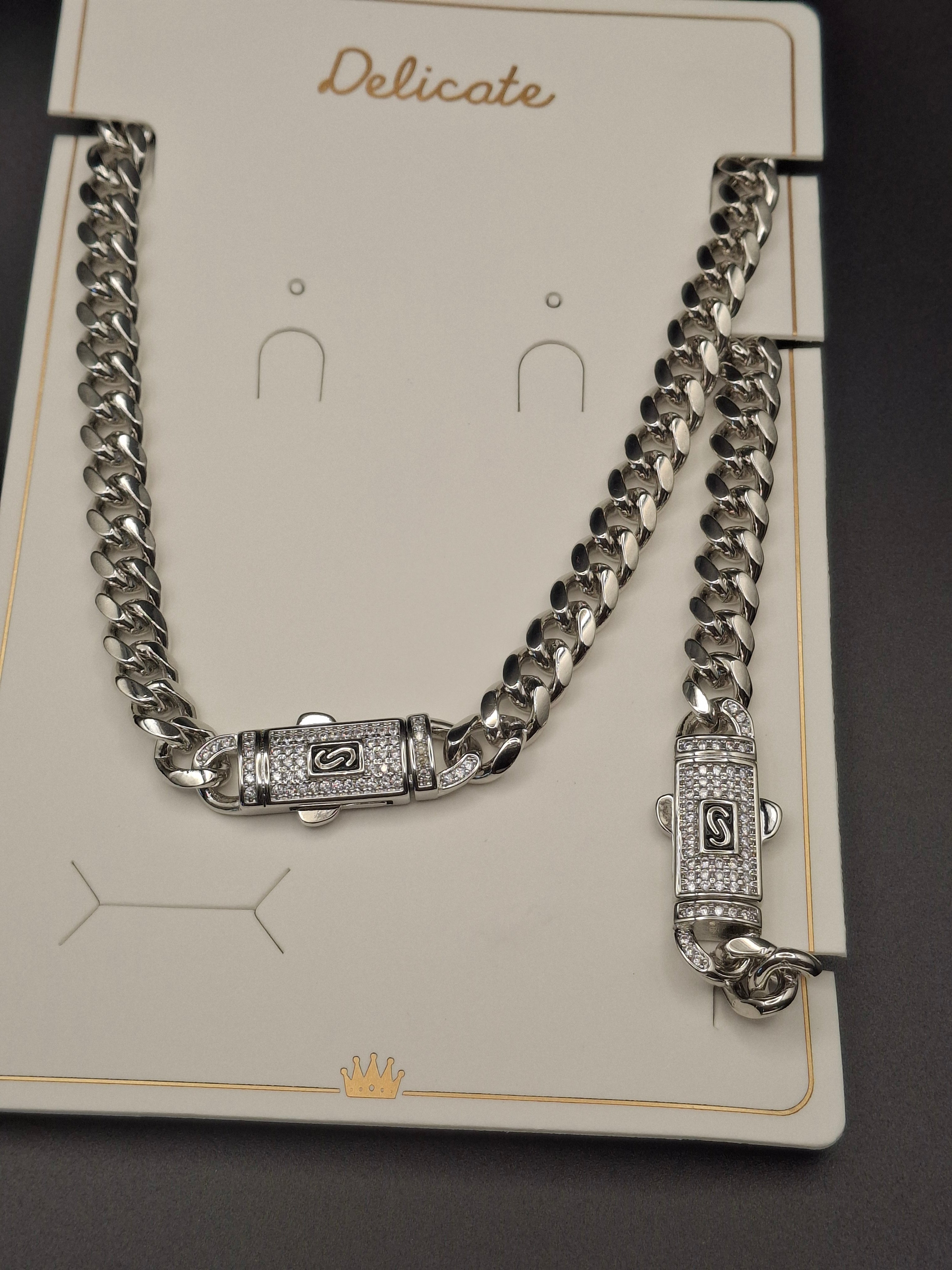 Silver cuban/monaco 6mm