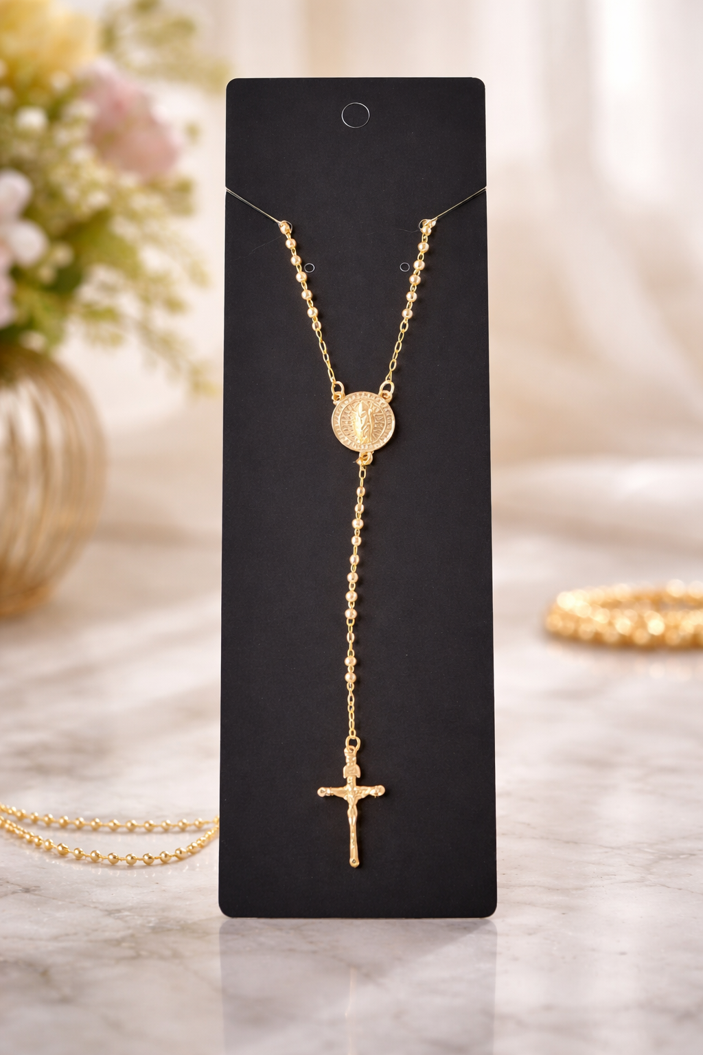 Gold laminated diamond Rosary