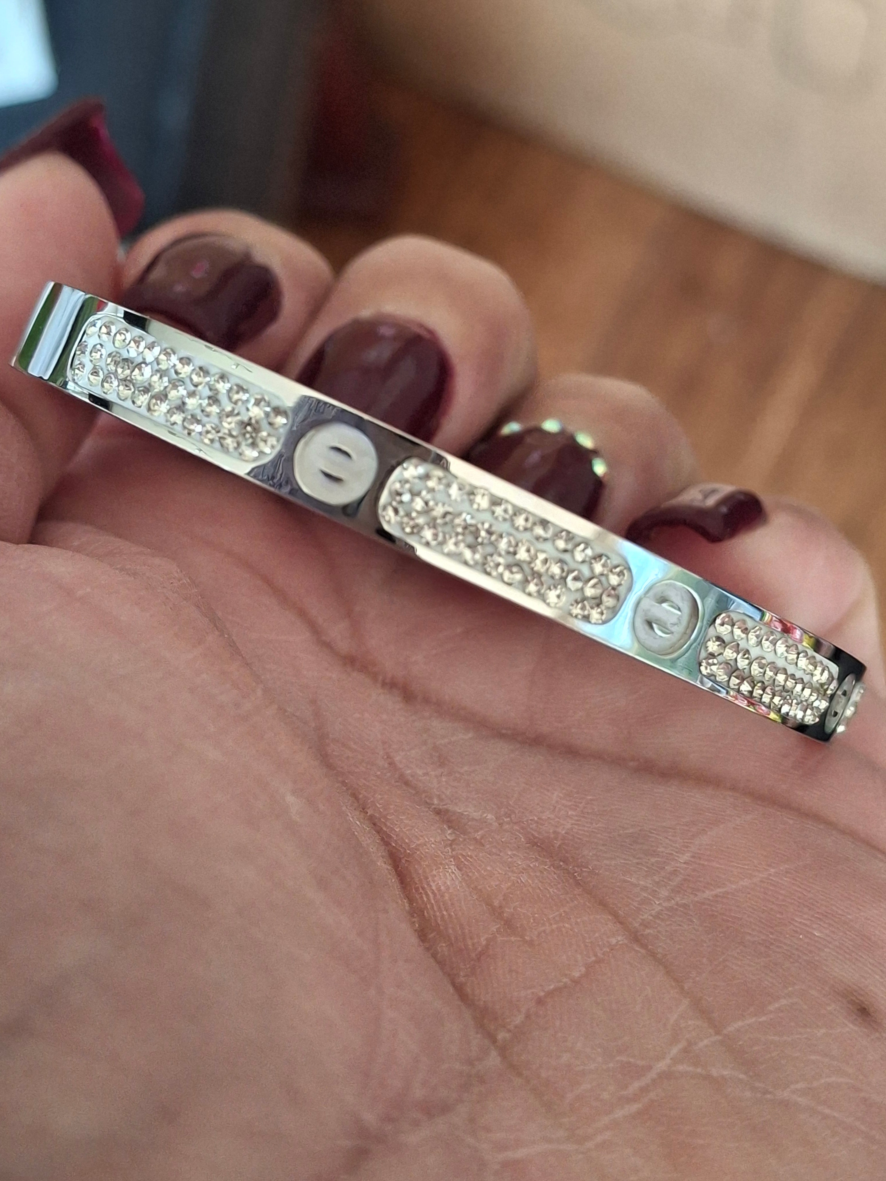 Stainless steel silver luxury bangle