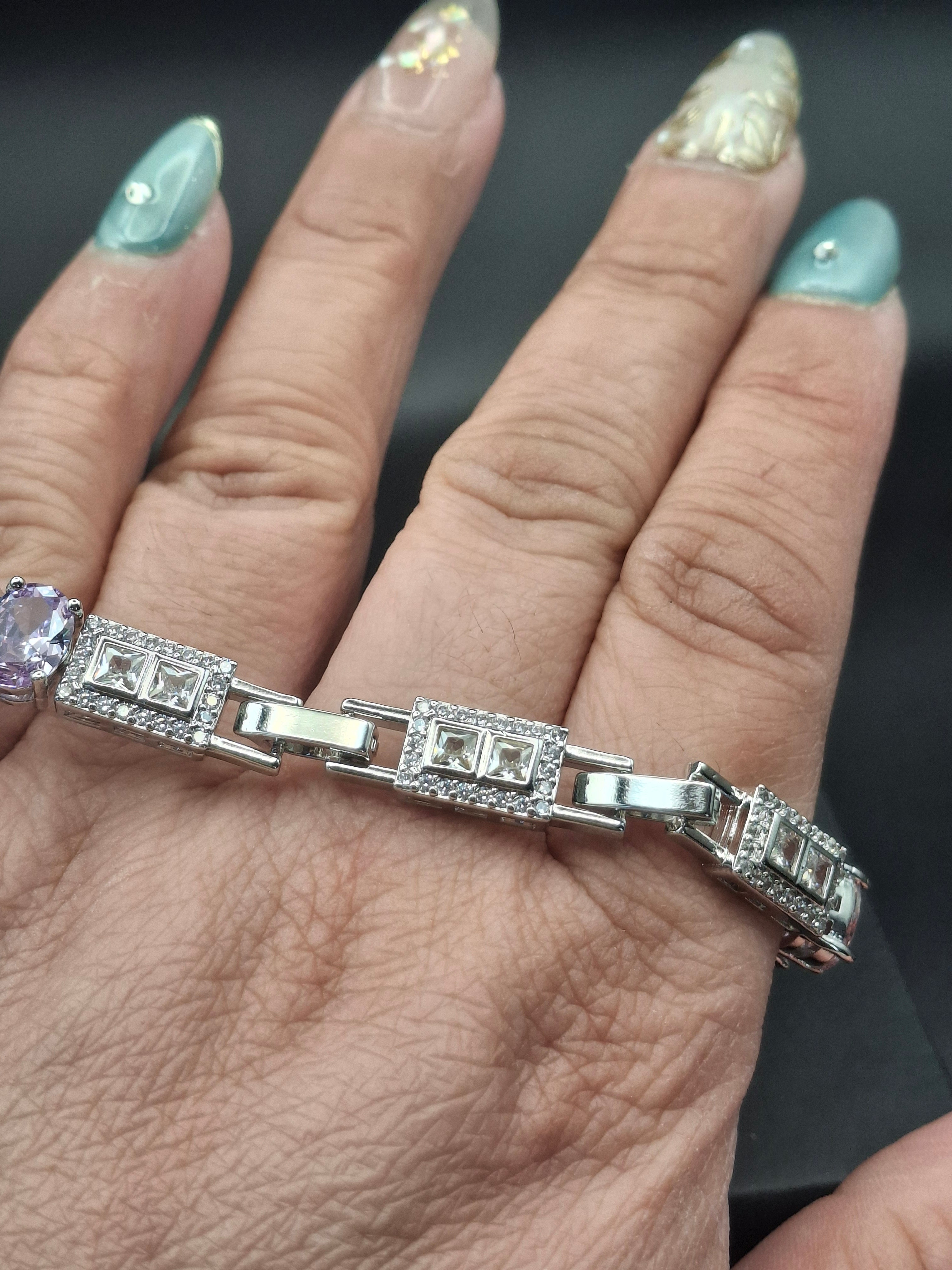 Silver lights colors diamond bracelet