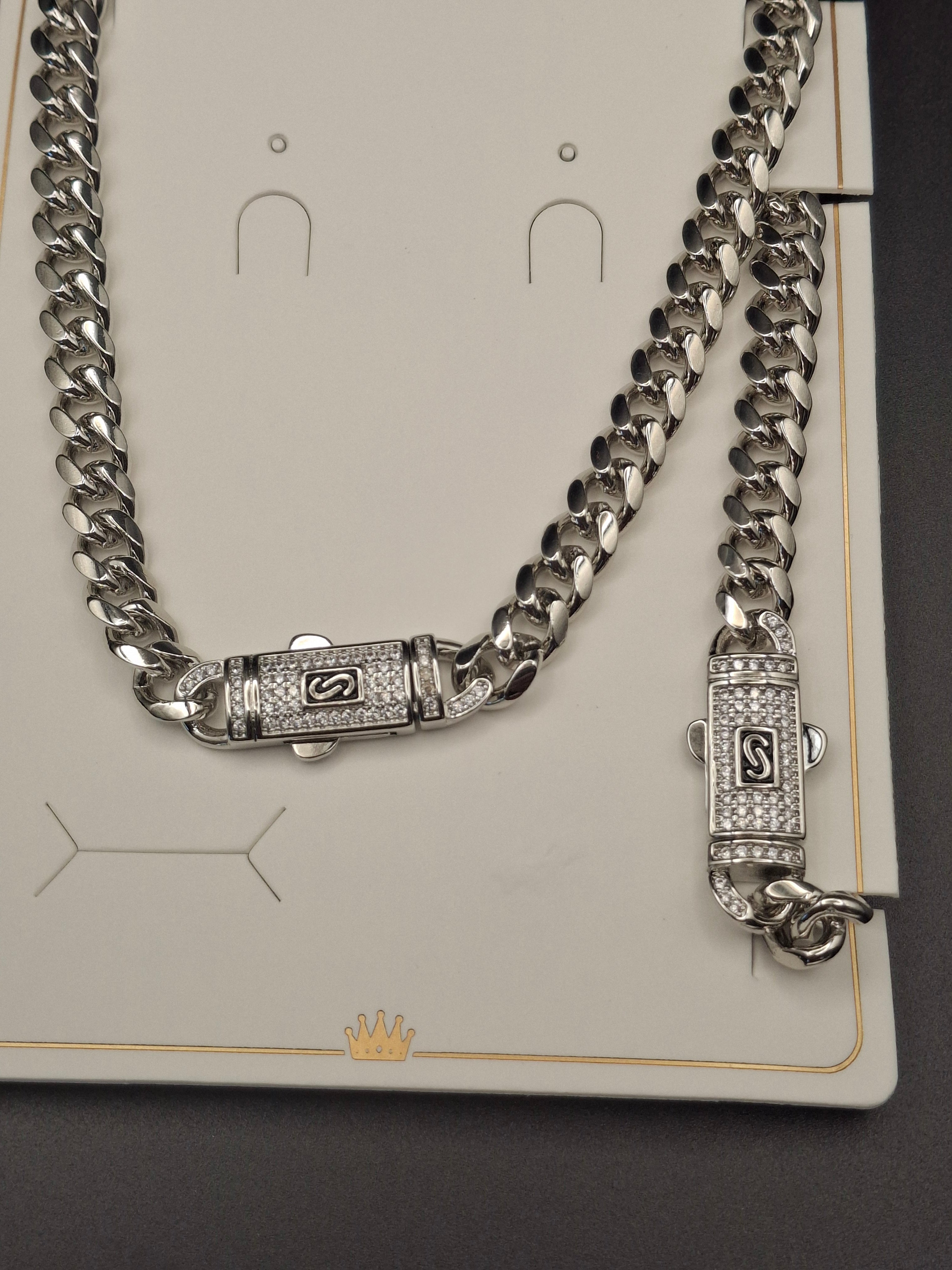 Silver cuban/monaco 6mm