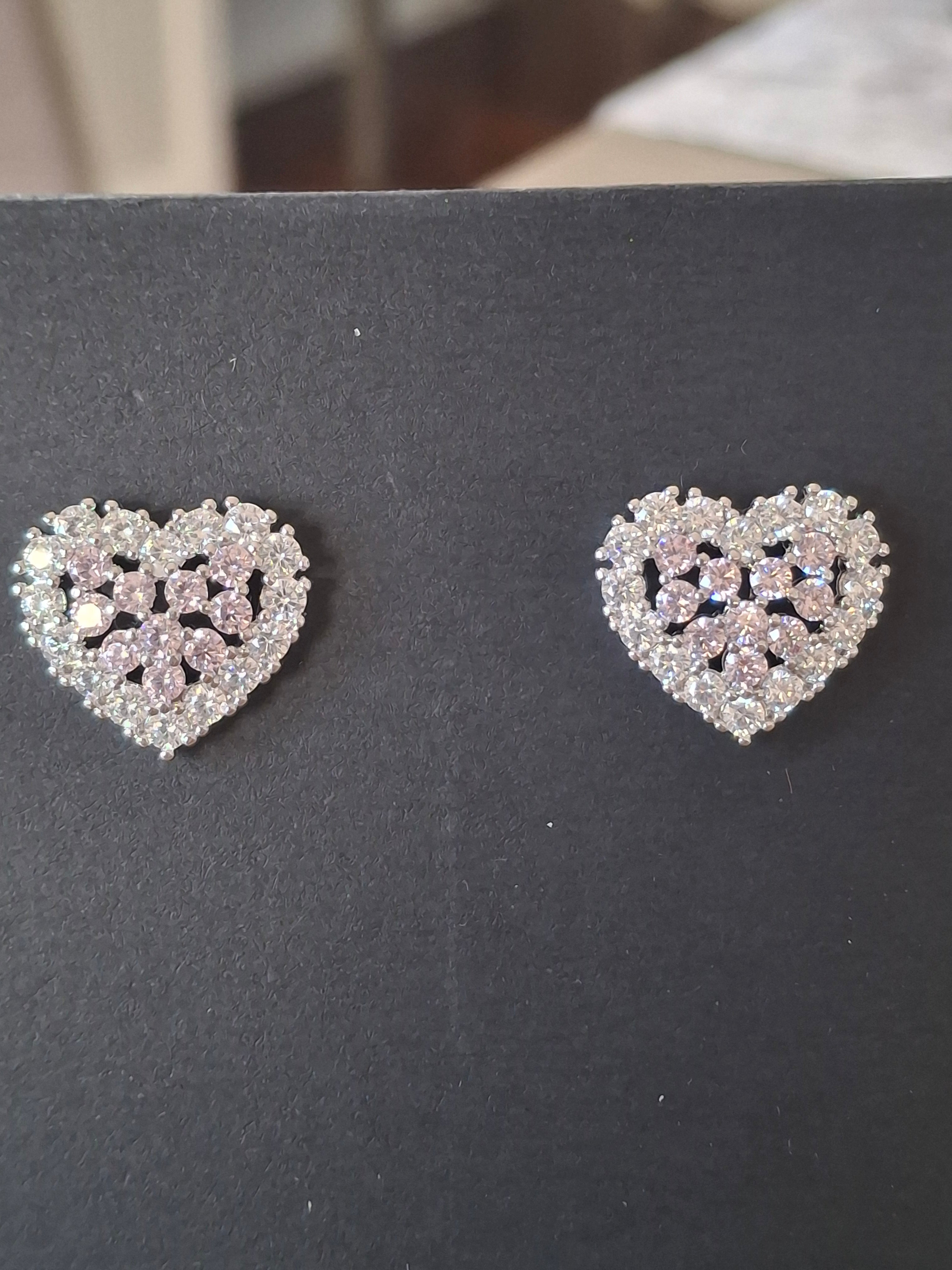 Diamond silver/light pinks hearts