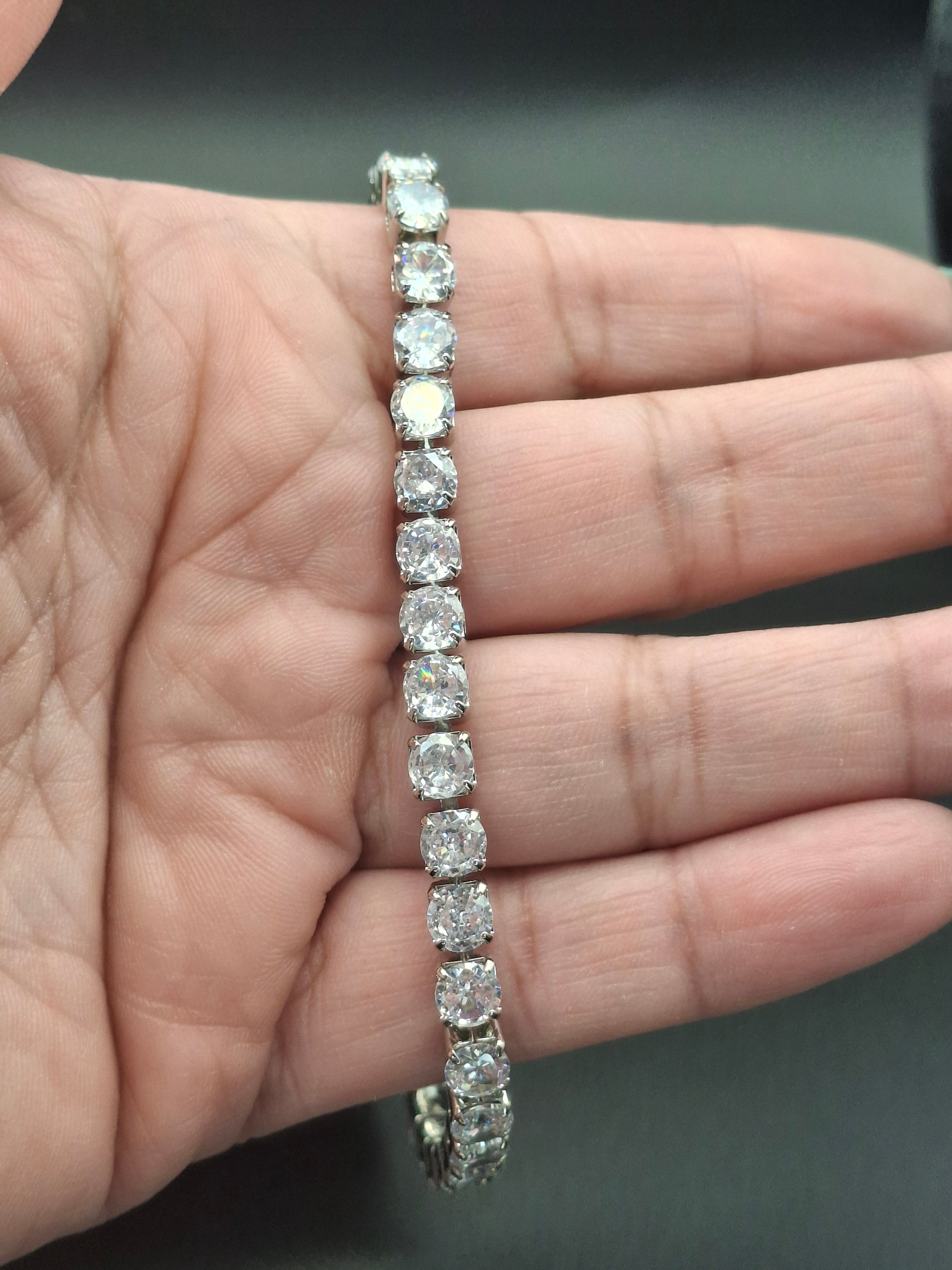 Silver diamond slabons bracelet