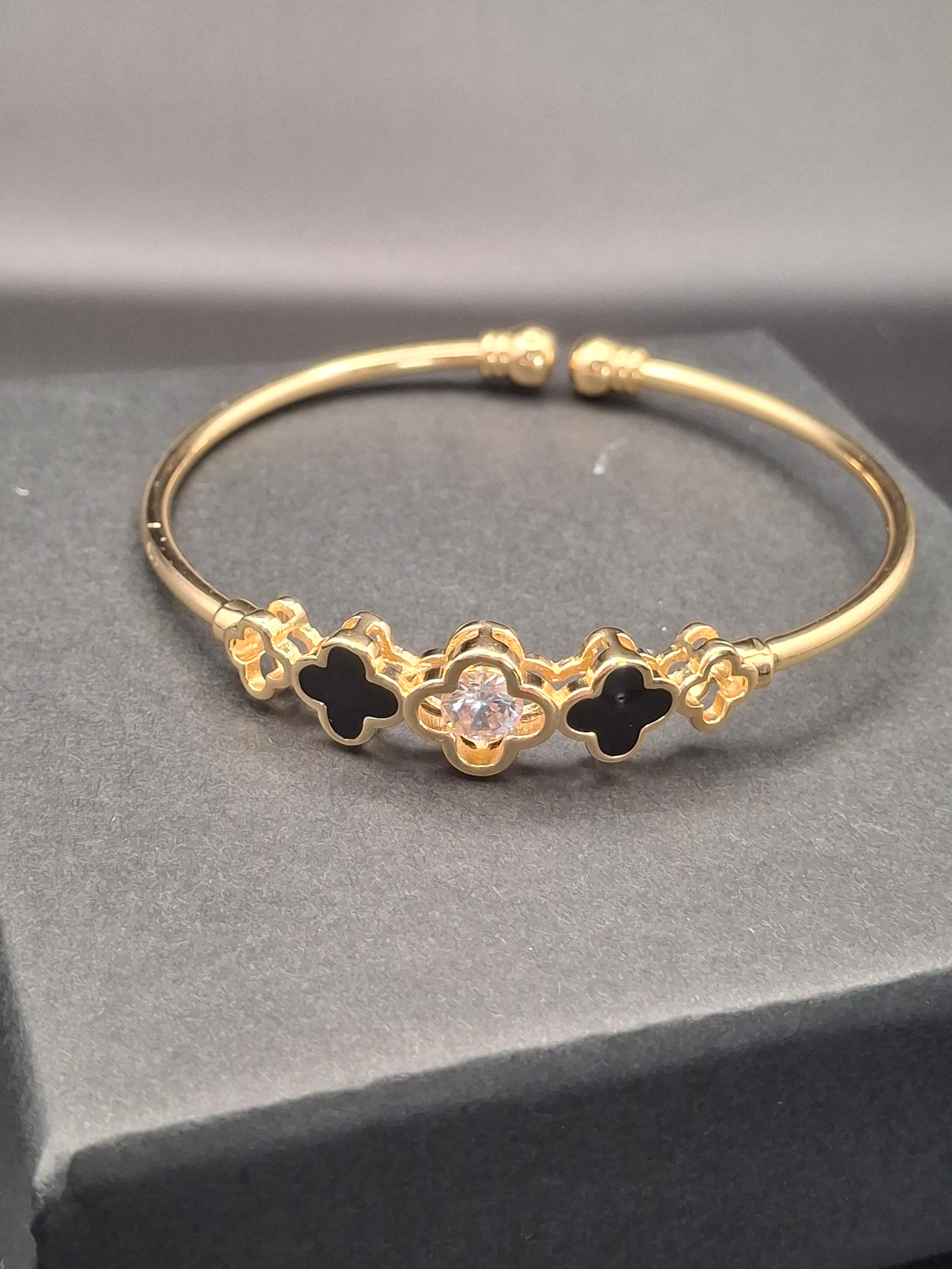 gold-black-flower-bangle