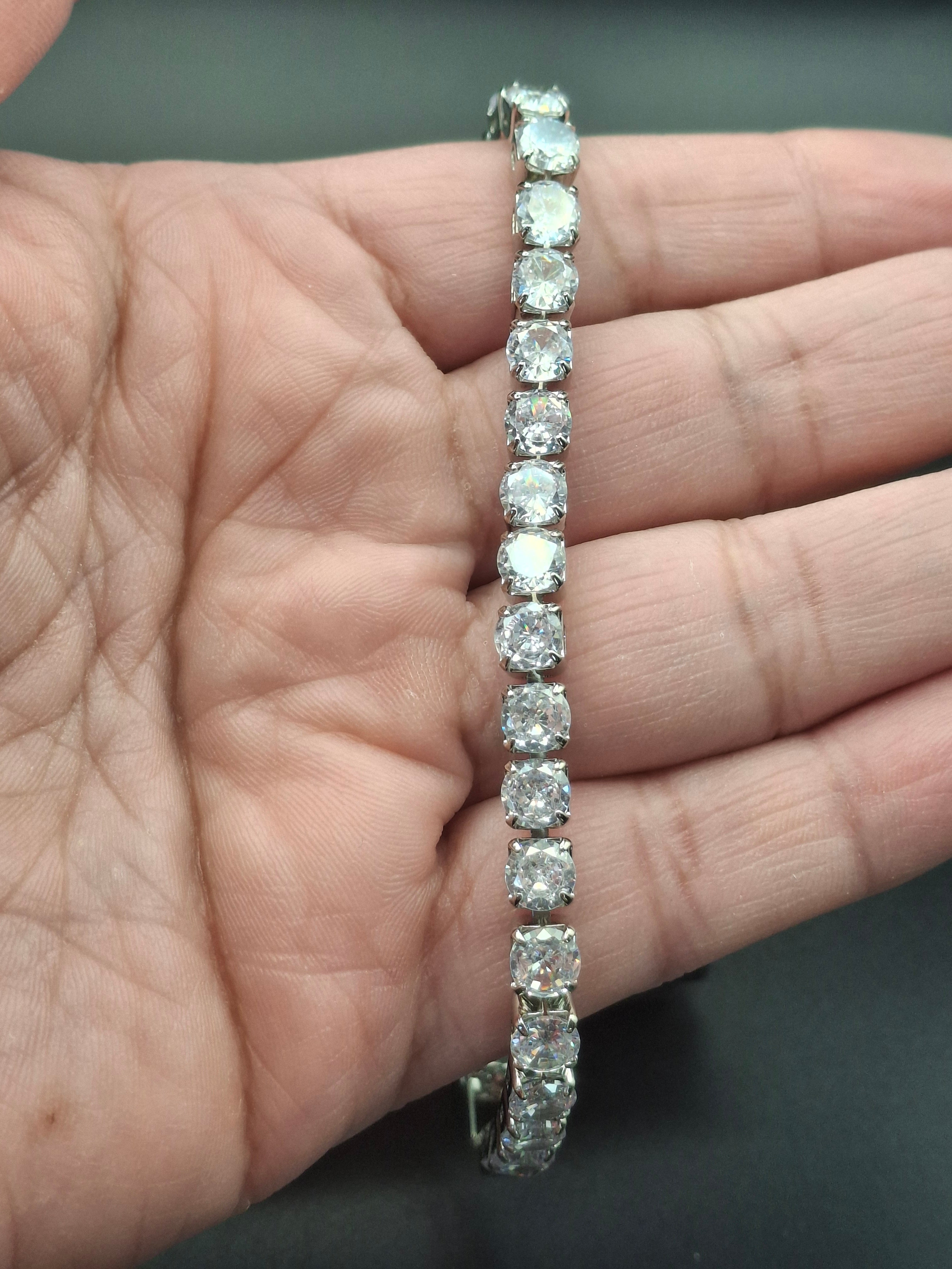Silver diamond slabons bracelet